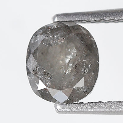 1.53 Ct Oval Shape Salt and Pepper Diamond 6 MM Grey Black Color Natural Loose Diamond