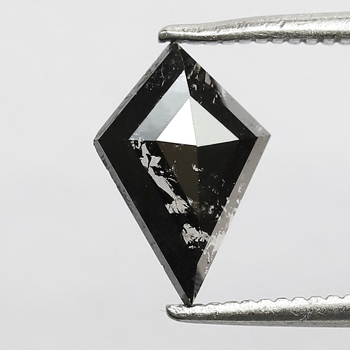 0.76 CT Natural Kite Shape Loose Diamond, 10.00 mm Gray Black Salt and Pepper Diamond For Wedding Band