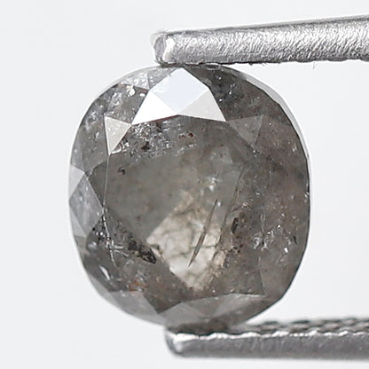 1.53 Ct Oval Shape Salt and Pepper Diamond 6 MM Grey Black Color Natural Loose Diamond
