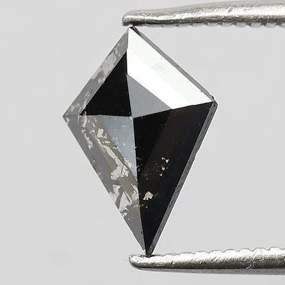 0.76 CT Natural Kite Shape Loose Diamond, 10.00 mm Gray Black Salt and Pepper Diamond For Wedding Band