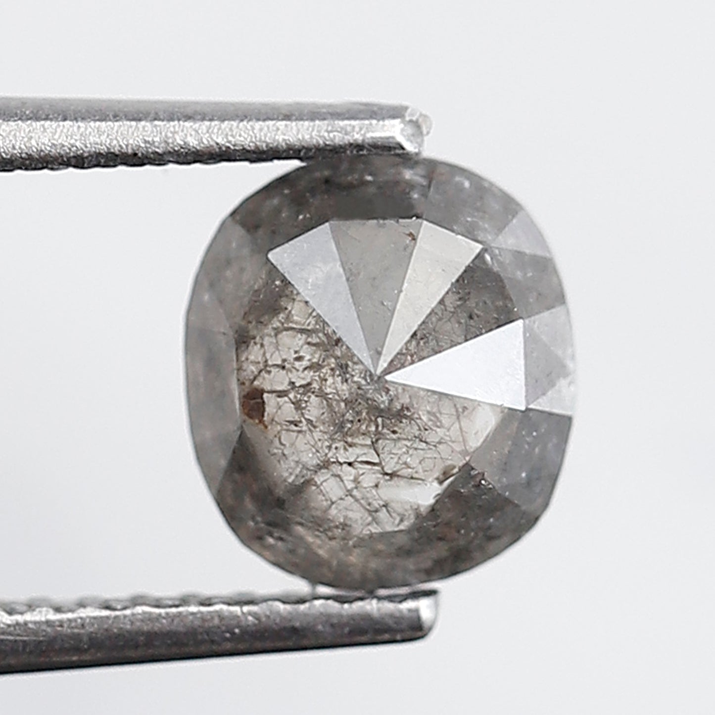 1.53 Ct Oval Shape Salt and Pepper Diamond 6 MM Grey Black Color Natural Loose Diamond