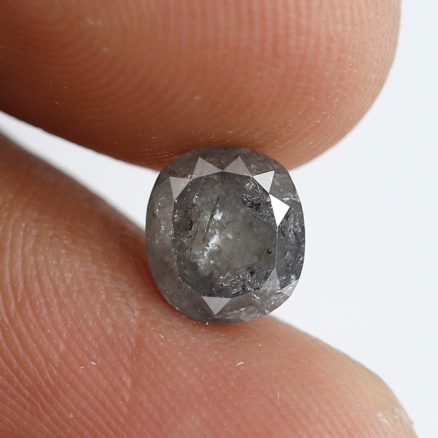 1.53 Ct Oval Shape Salt and Pepper Diamond 6 MM Grey Black Color Natural Loose Diamond