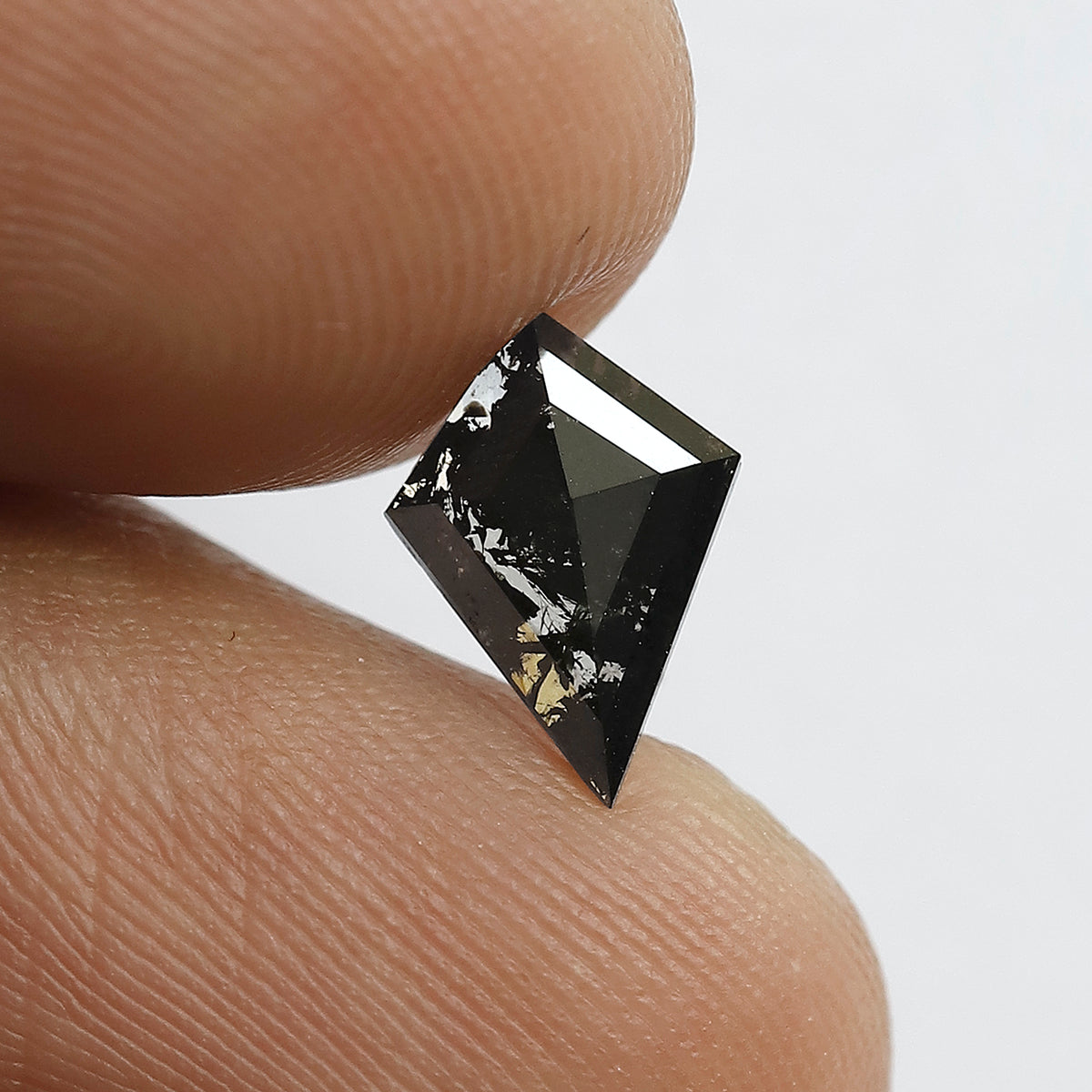 0.76 CT Natural Kite Shape Loose Diamond, 10.00 mm Gray Black Salt and Pepper Diamond For Wedding Band