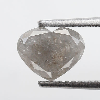 1.61 Ct Heart Shape Salt and Pepper Diamond 6 MM Loose Natural Gray Color Diamond