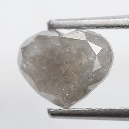 1.61 Ct Heart Shape Salt and Pepper Diamond 6 MM Loose Natural Gray Color Diamond