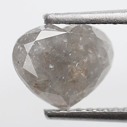 1.61 Ct Heart Shape Salt and Pepper Diamond 6 MM Loose Natural Gray Color Diamond