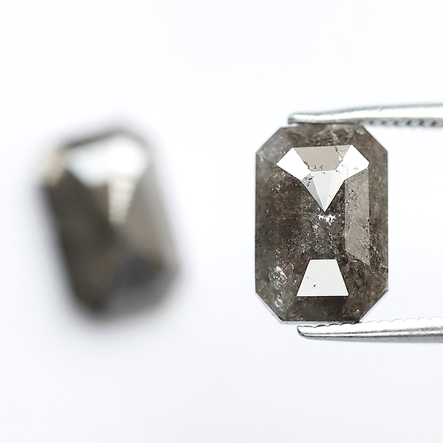 Earth Mined Emerald Diamond Pair 4.58 CT, 10 mm Gray Black Salt and Pepper Diamonds for Custom Stud Earrings