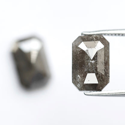Earth Mined Emerald Diamond Pair 4.58 CT, 10 mm Gray Black Salt and Pepper Diamonds for Custom Stud Earrings