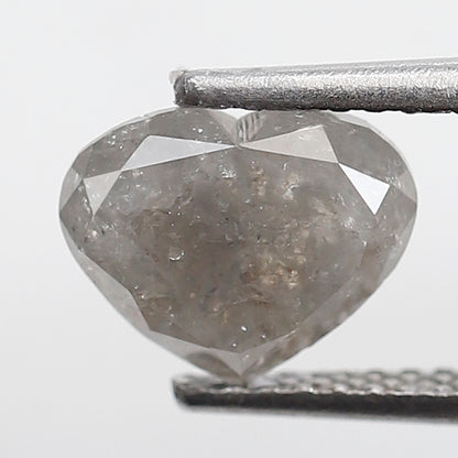 1.61 Ct Heart Shape Salt and Pepper Diamond 6 MM Loose Natural Gray Color Diamond