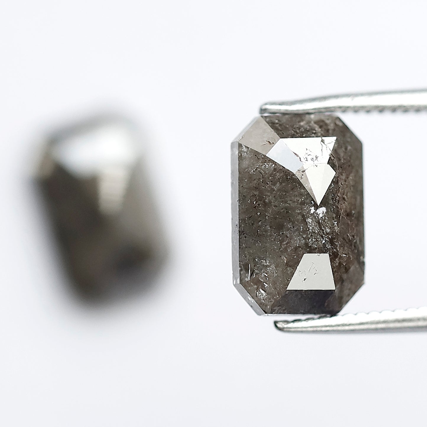 Earth Mined Emerald Diamond Pair 4.58 CT, 10 mm Gray Black Salt and Pepper Diamonds for Custom Stud Earrings