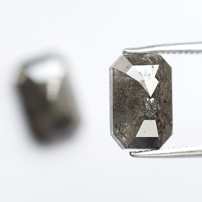 Earth Mined Emerald Diamond Pair 4.58 CT, 10 mm Gray Black Salt and Pepper Diamonds for Custom Stud Earrings