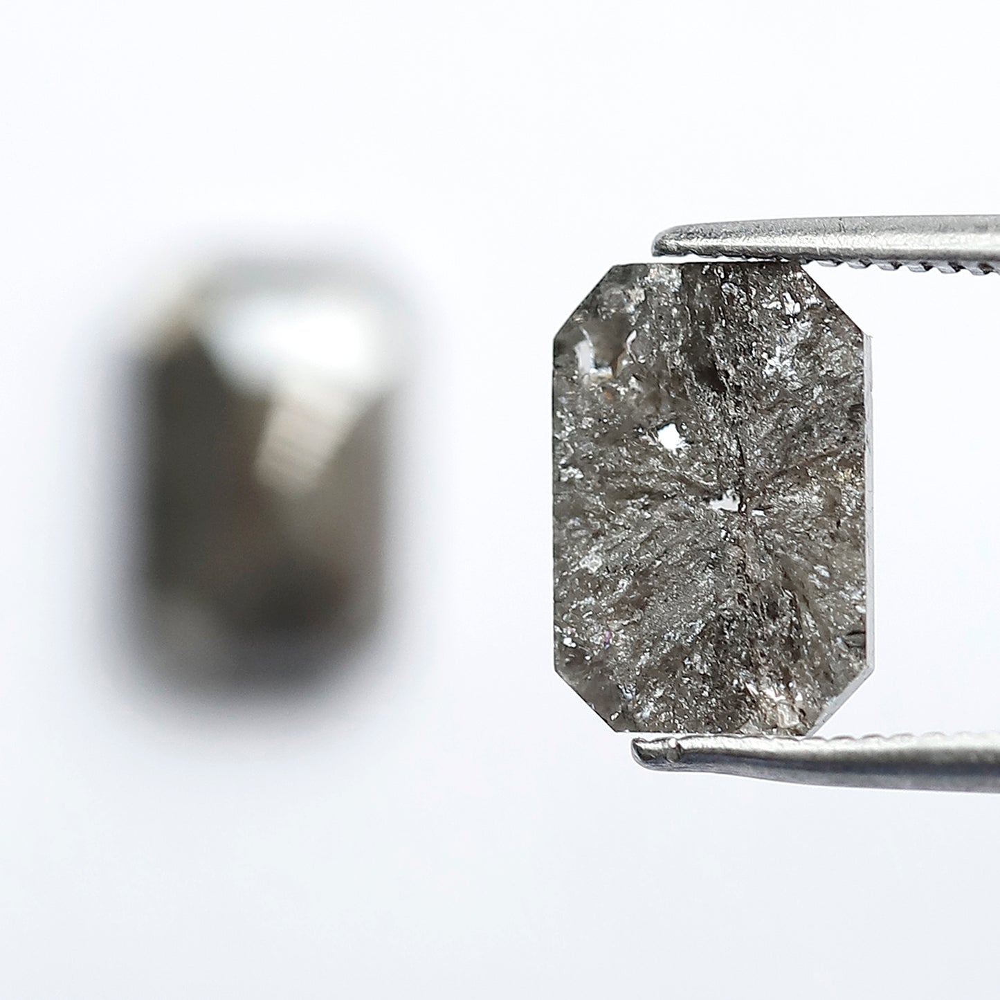 Earth Mined Emerald Diamond Pair 4.58 CT, 10 mm Gray Black Salt and Pepper Diamonds for Custom Stud Earrings