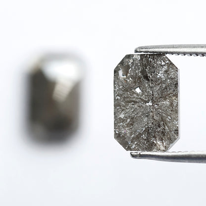Earth Mined Emerald Diamond Pair 4.58 CT, 10 mm Gray Black Salt and Pepper Diamonds for Custom Stud Earrings