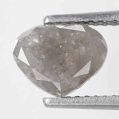 1.61 Ct Heart Shape Salt and Pepper Diamond 6 MM Loose Natural Gray Color Diamond