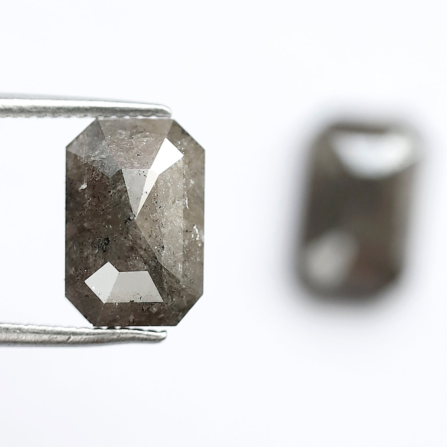 Earth Mined Emerald Diamond Pair 4.58 CT, 10 mm Gray Black Salt and Pepper Diamonds for Custom Stud Earrings