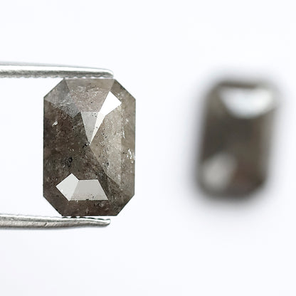 Earth Mined Emerald Diamond Pair 4.58 CT, 10 mm Gray Black Salt and Pepper Diamonds for Custom Stud Earrings