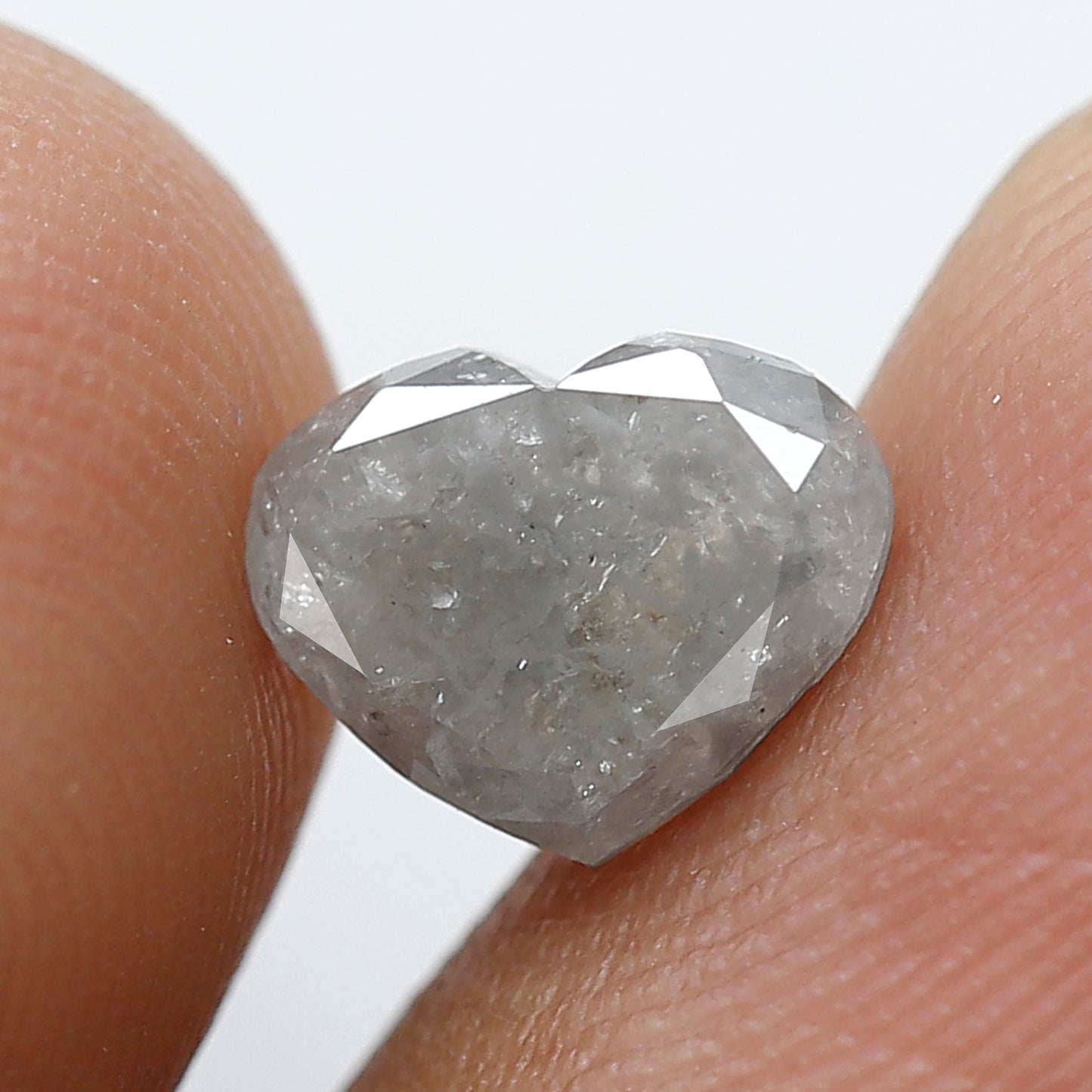 1.61 Ct Heart Shape Salt and Pepper Diamond 6 MM Loose Natural Gray Color Diamond
