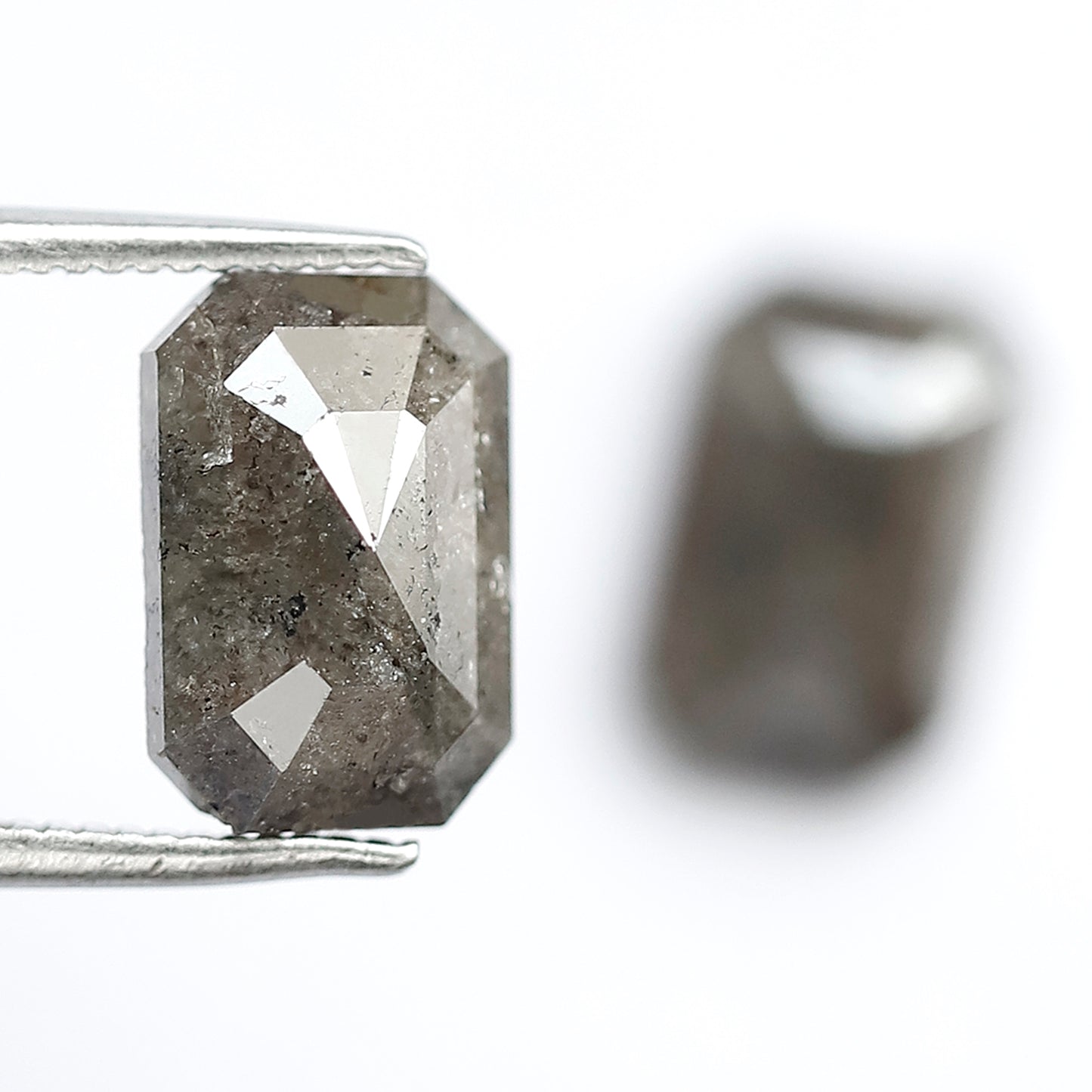 Earth Mined Emerald Diamond Pair 4.58 CT, 10 mm Gray Black Salt and Pepper Diamonds for Custom Stud Earrings