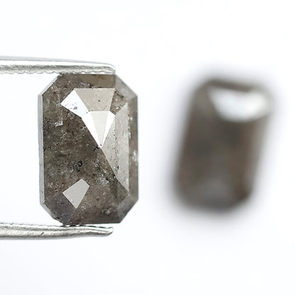 Earth Mined Emerald Diamond Pair 4.58 CT, 10 mm Gray Black Salt and Pepper Diamonds for Custom Stud Earrings