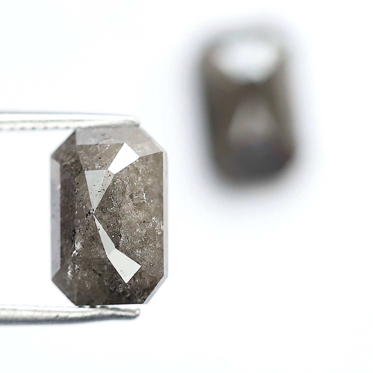 Earth Mined Emerald Diamond Pair 4.58 CT, 10 mm Gray Black Salt and Pepper Diamonds for Custom Stud Earrings