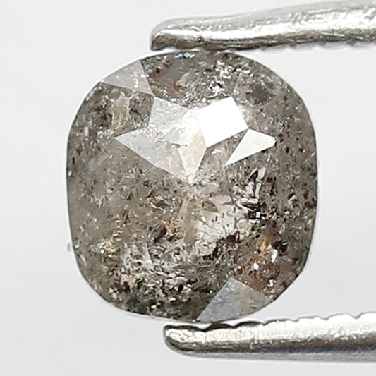 0.82 CT Cushion Shape Natural Loose brilliant cut Diamond, grey black color round edges salt and pepper for Unique Design Engagement ring