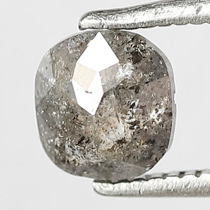 0.82 CT Cushion Shape Natural Loose brilliant cut Diamond, grey black color round edges salt and pepper for Unique Design Engagement ring