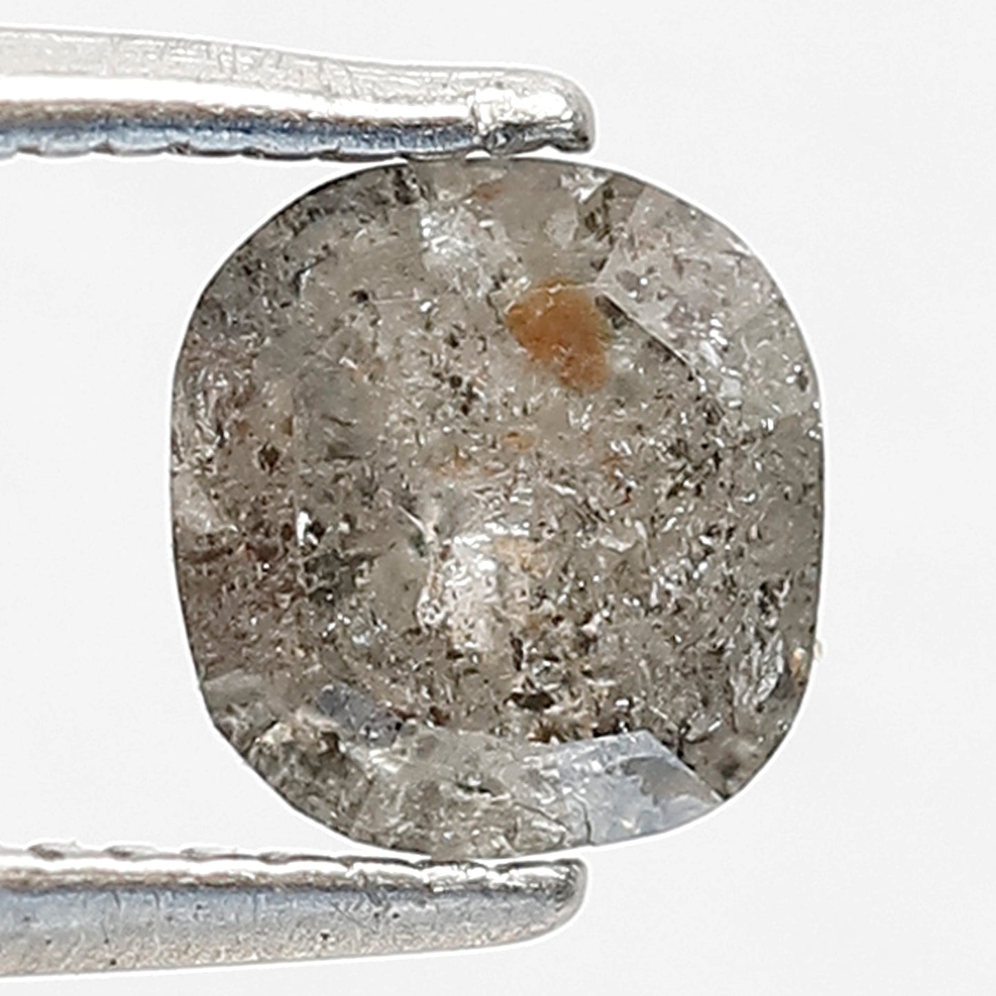 0.82 CT Cushion Shape Natural Loose brilliant cut Diamond, grey black color round edges salt and pepper for Unique Design Engagement ring