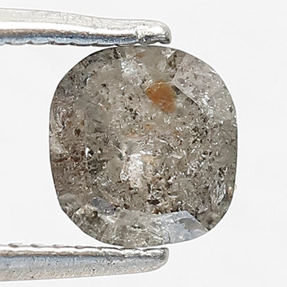 0.82 CT Cushion Shape Natural Loose brilliant cut Diamond, grey black color round edges salt and pepper for Unique Design Engagement ring