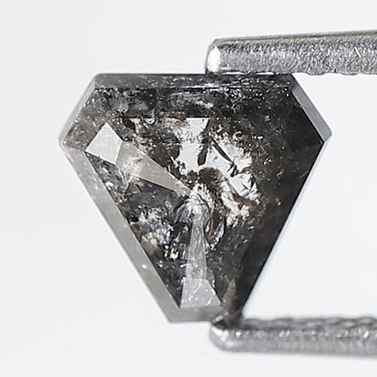 1.01 Ct Geometric Shape Salt and Pepper Diamond 6 MM Loose Natural Gray Black Color Diamond
