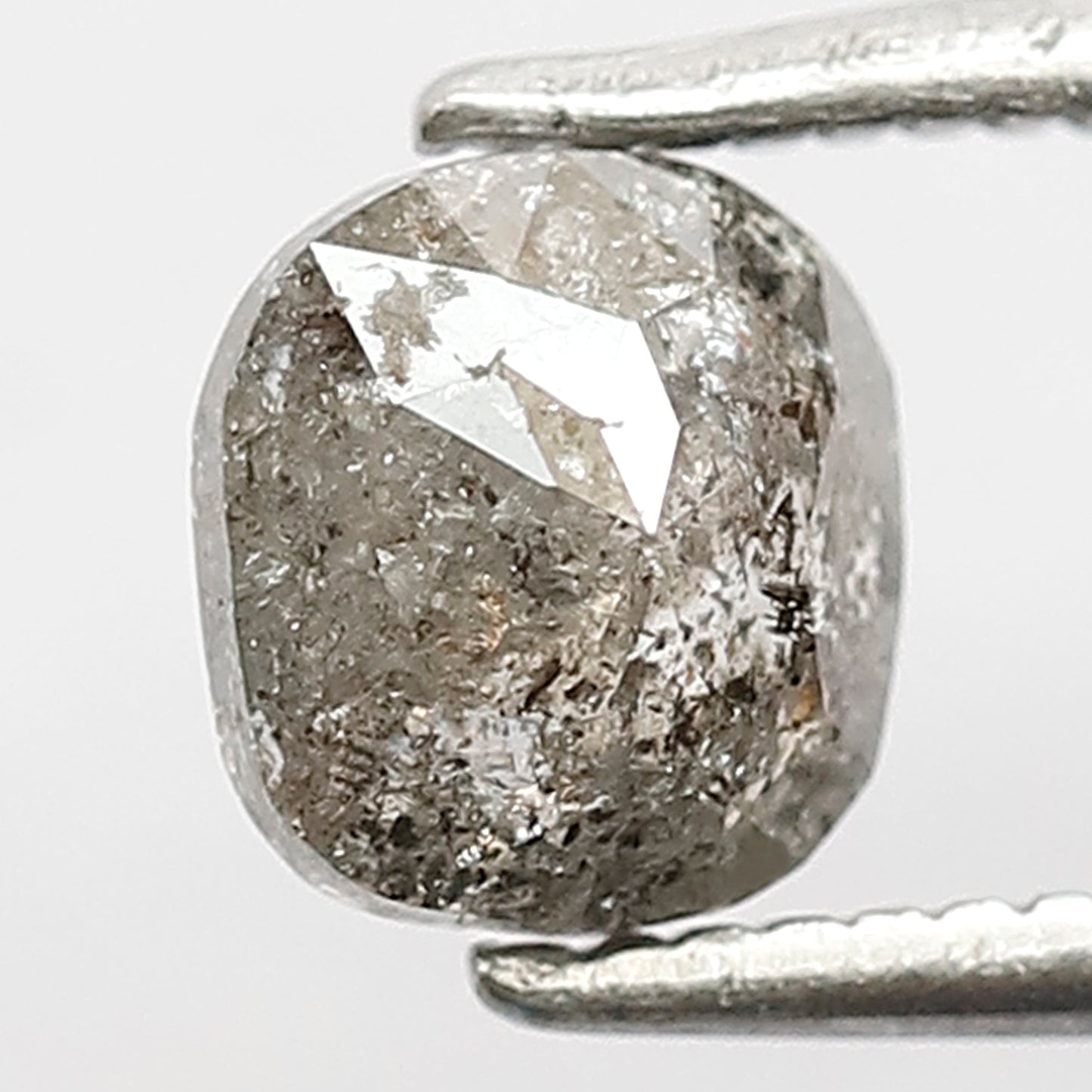 0.82 CT Cushion Shape Natural Loose brilliant cut Diamond, grey black color round edges salt and pepper for Unique Design Engagement ring