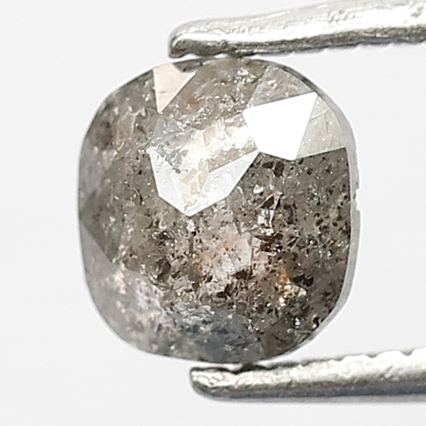 0.82 CT Cushion Shape Natural Loose brilliant cut Diamond, grey black color round edges salt and pepper for Unique Design Engagement ring