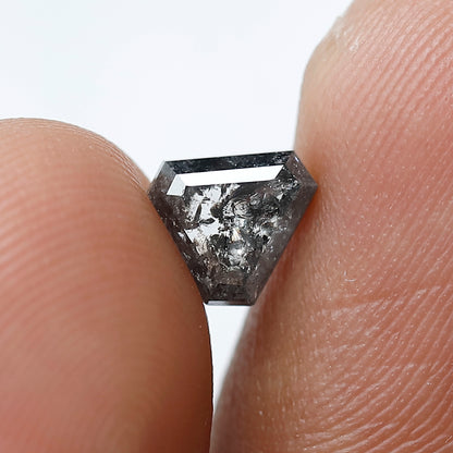 1.01 Ct Geometric Shape Salt and Pepper Diamond 6 MM Loose Natural Gray Black Color Diamond