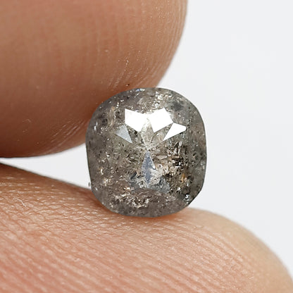 0.82 CT Cushion Shape Natural Loose brilliant cut Diamond, grey black color round edges salt and pepper for Unique Design Engagement ring
