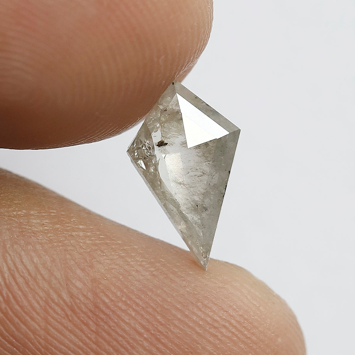 1.03 CT Translucent Kite Shape Natural Earth Mined Diamond, 11.10 mm Misty Grayish Salt and Pepper Loose Diamond