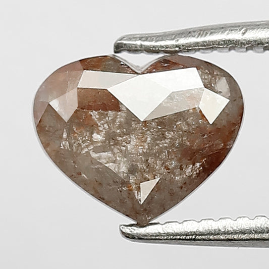 0.94 Ct 6 MM Heart Shape Salt and Pepper Diamond Rustic Red Grey Color Natural Loose Diamond