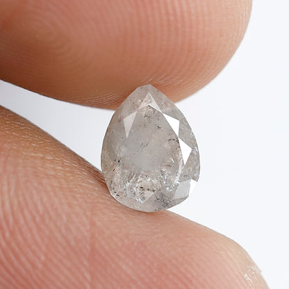 1.09 Ct Pear shape Salt and Pepper Diamond 7 mm Grey Color Natural Loose Stunning Diamond