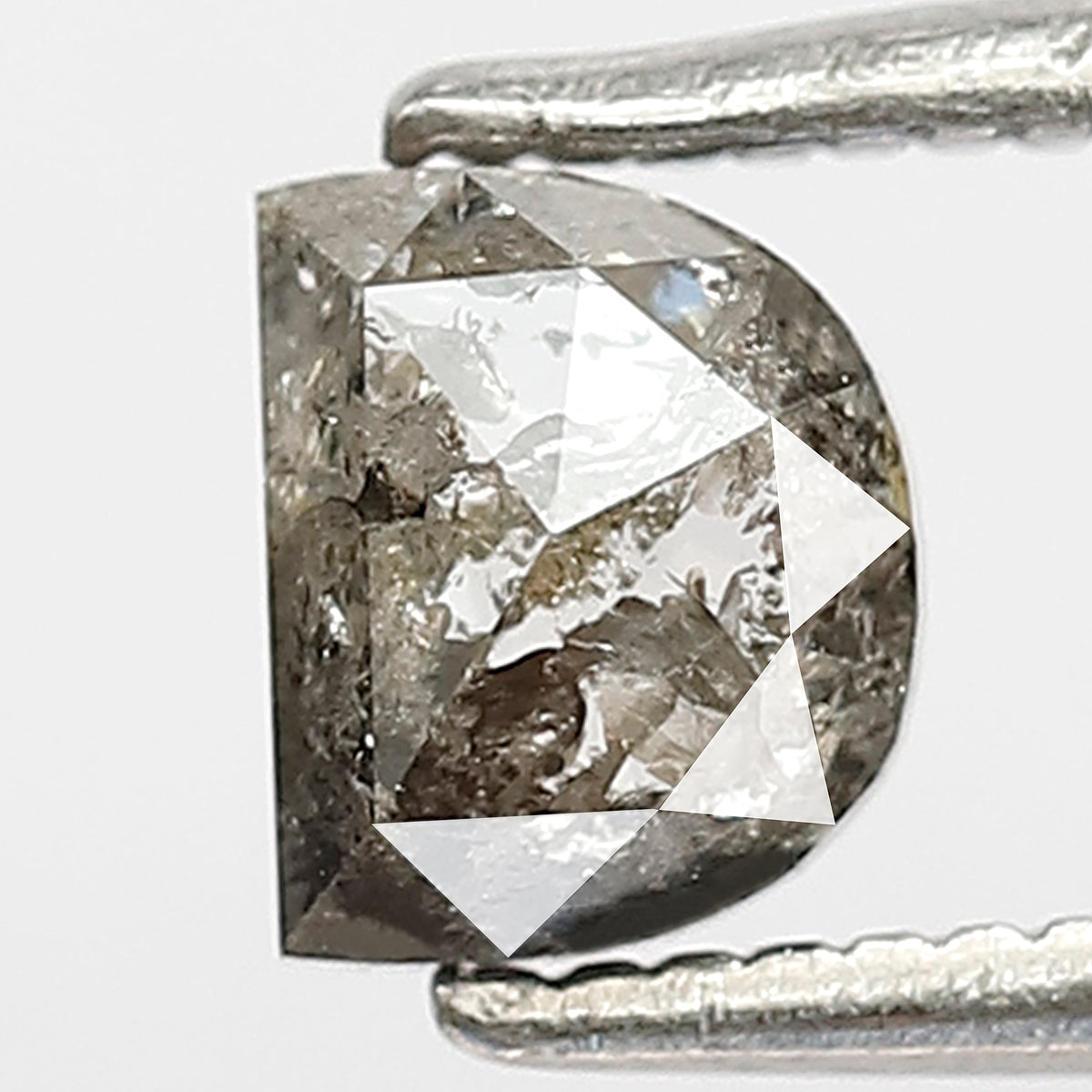 0.76 CT Half moon Shape Natural Loose Diamond, 4 mm Grey black color Salt and pepper for making Elegant Design side Stone Engagement Ring