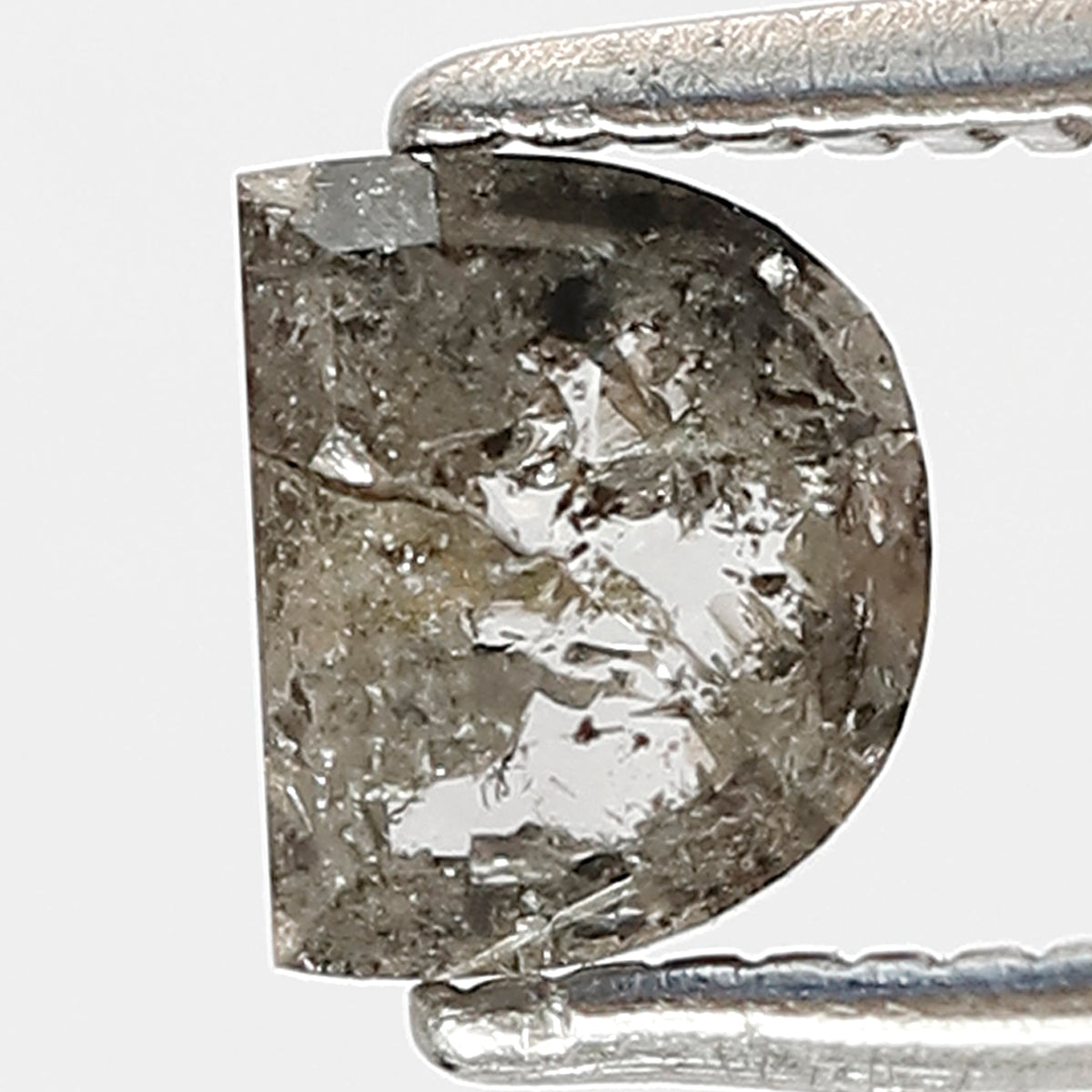 0.76 CT Half moon Shape Natural Loose Diamond, 4 mm Grey black color Salt and pepper for making Elegant Design side Stone Engagement Ring