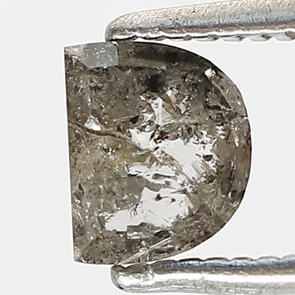 0.76 CT Half moon Shape Natural Loose Diamond, 4 mm Grey black color Salt and pepper for making Elegant Design side Stone Engagement Ring
