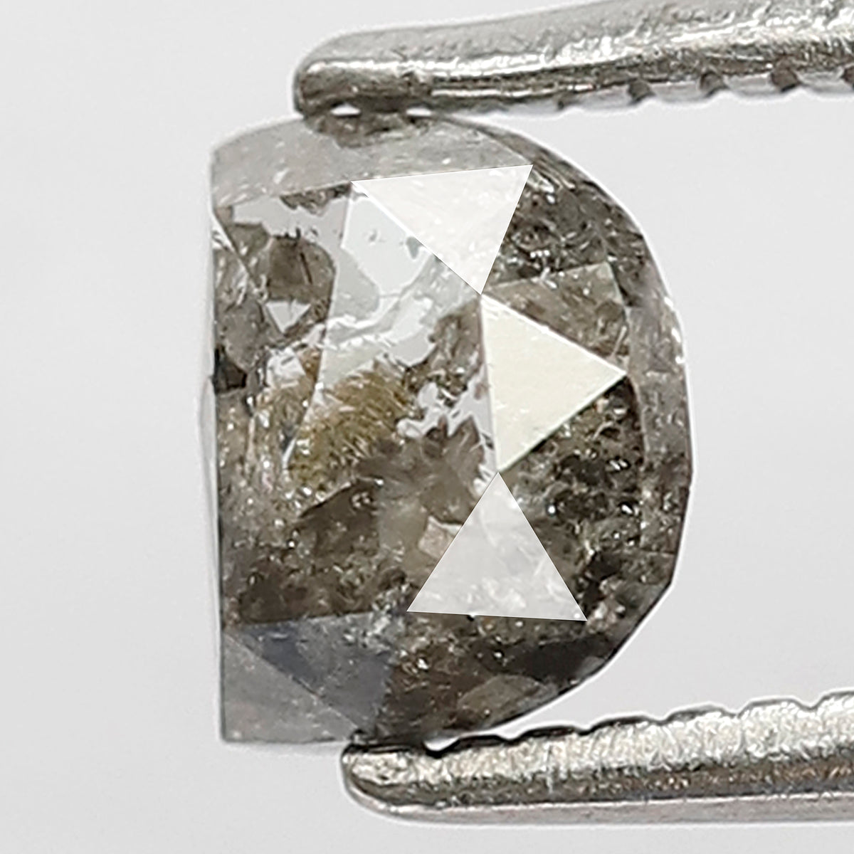 0.76 CT Half moon Shape Natural Loose Diamond, 4 mm Grey black color Salt and pepper for making Elegant Design side Stone Engagement Ring
