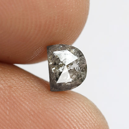 0.76 CT Half moon Shape Natural Loose Diamond, 4 mm Grey black color Salt and pepper for making Elegant Design side Stone Engagement Ring