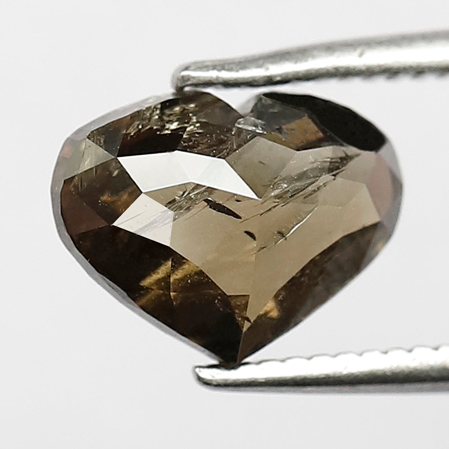 1.82 CT Heart shaped brown color rose cut diamond salt and pepper diamond loose antique faceted Heart cut diamond Gift for Her