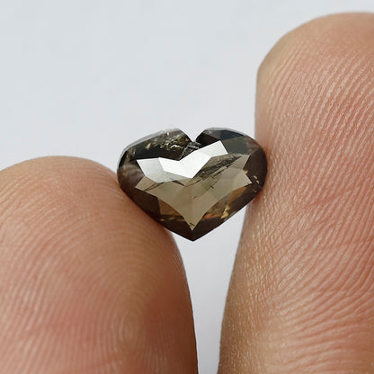 1.82 CT Heart shaped brown color rose cut diamond salt and pepper diamond loose antique faceted Heart cut diamond Gift for Her