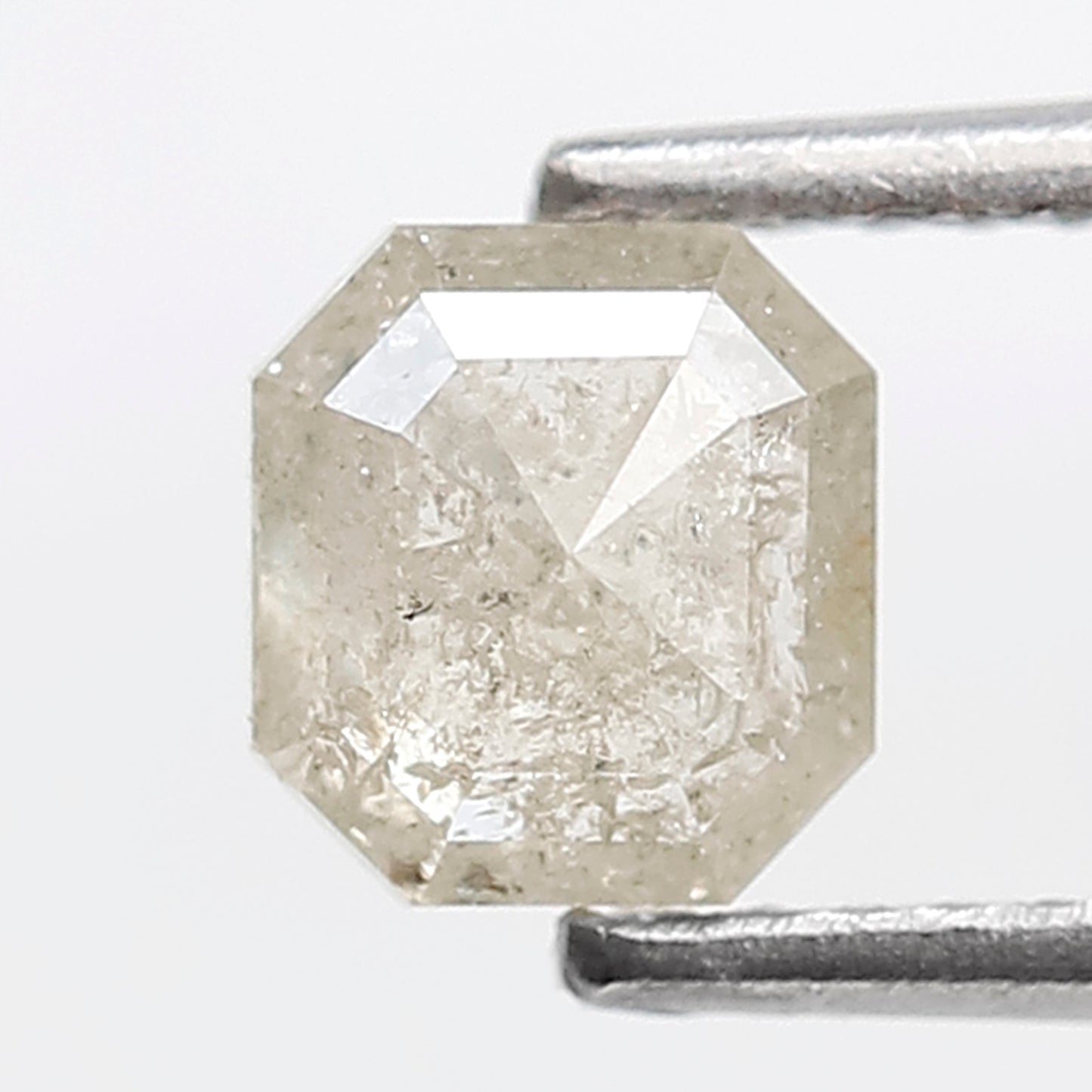 0.92 Ct 5 MM Emerald Shape Salt and pepper Diamond Misty White Color Natural Loose Diamond