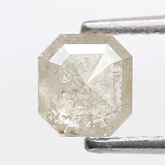 0.92 Ct 5 MM Emerald Shape Salt and pepper Diamond Misty White Color Natural Loose Diamond