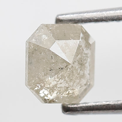 0.92 Ct 5 MM Emerald Shape Salt and pepper Diamond Misty White Color Natural Loose Diamond