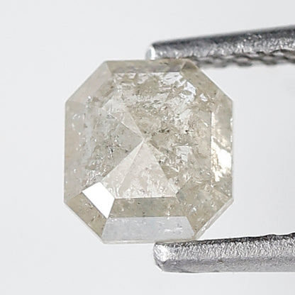 0.92 Ct 5 MM Emerald Shape Salt and pepper Diamond Misty White Color Natural Loose Diamond