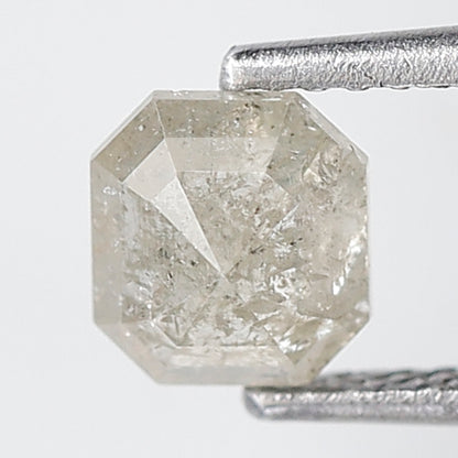 0.92 Ct 5 MM Emerald Shape Salt and pepper Diamond Misty White Color Natural Loose Diamond