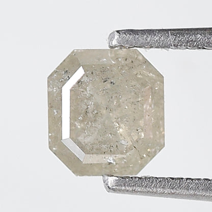 0.92 Ct 5 MM Emerald Shape Salt and pepper Diamond Misty White Color Natural Loose Diamond