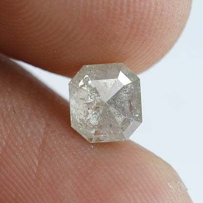 0.92 Ct 5 MM Emerald Shape Salt and pepper Diamond Misty White Color Natural Loose Diamond